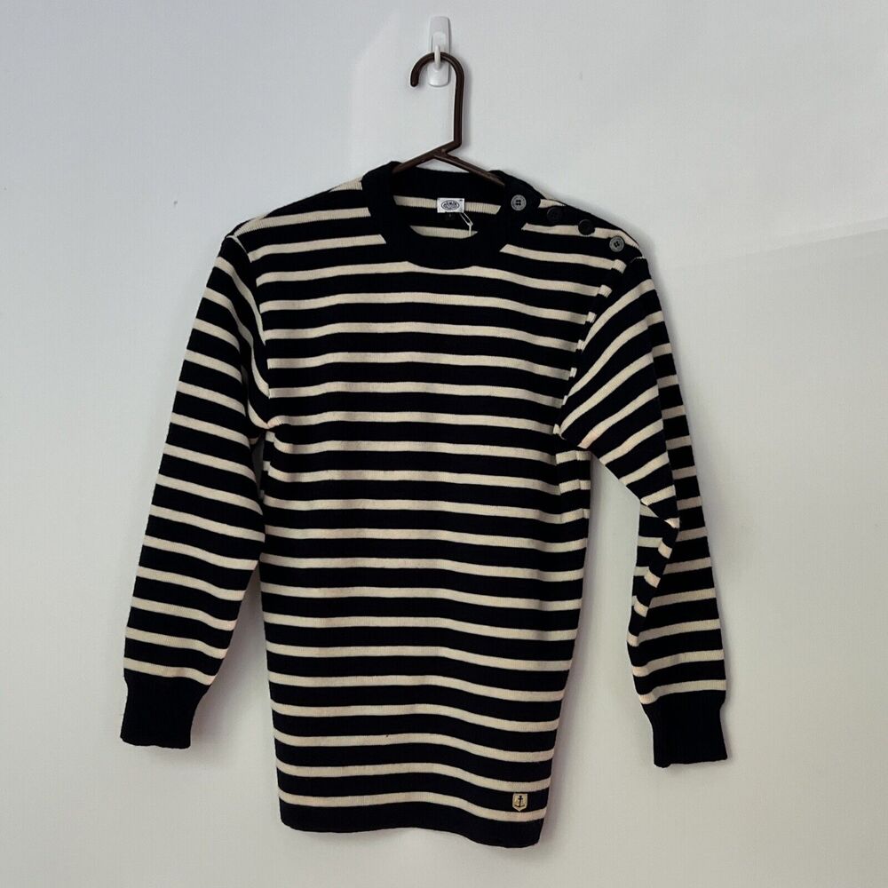 Original Armor Lux Striped Fisherman Jumper "Fouesnant" Pure New Wool Sz 1 or XS